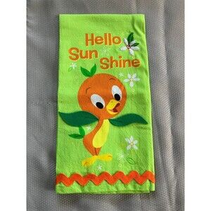 Disney Parks Original Florida Orange Bird Hand Kitchen Towel Hello Sunshine